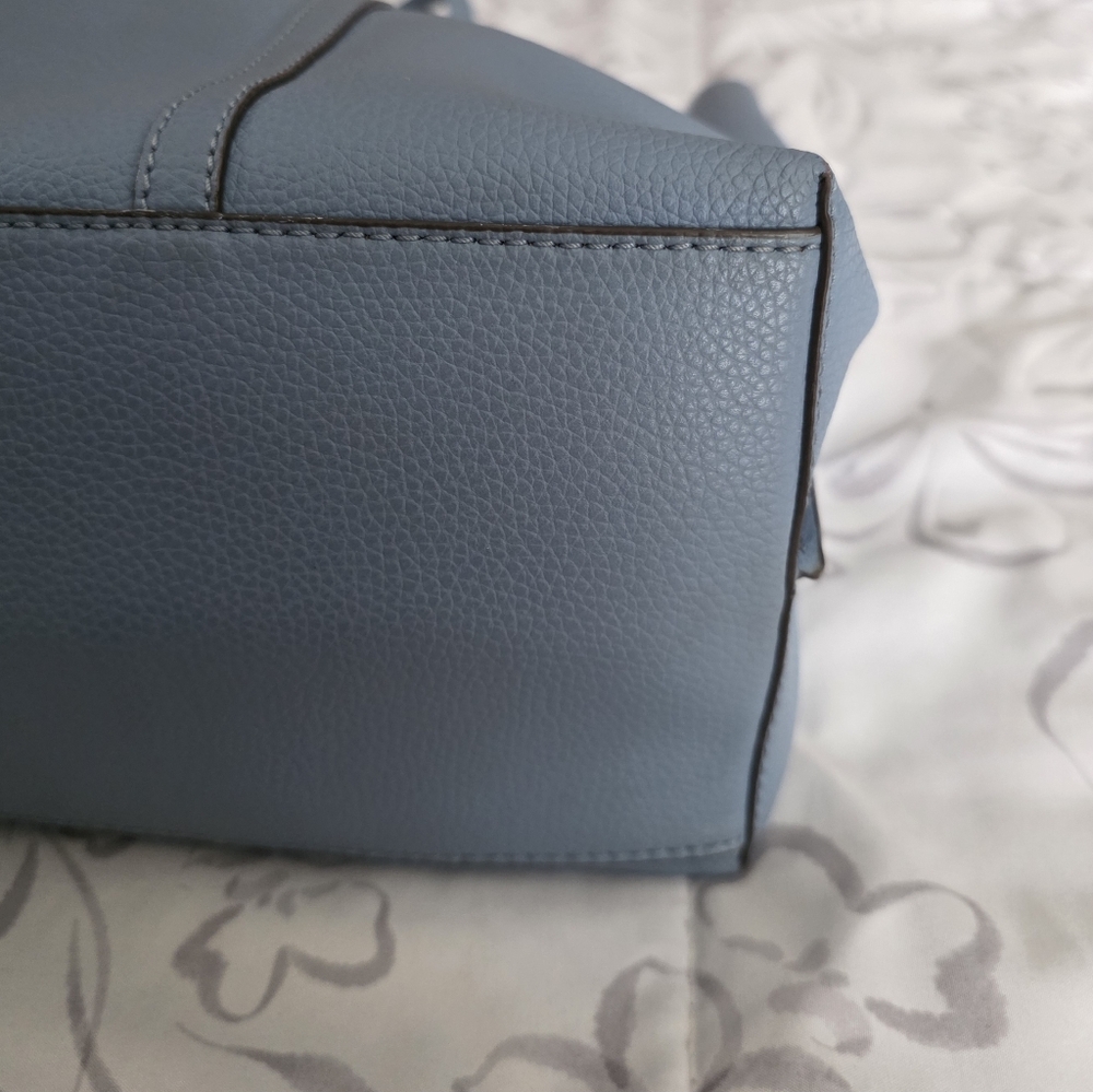 Tory Burch Light Blue Tote with Burgundy Accent - Picture 5 of 7